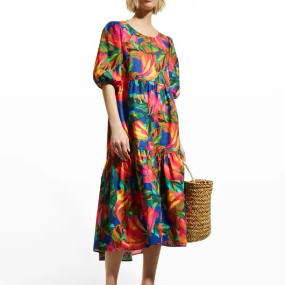 Farm‎ Rio Bananamix Puff Sleeve Midi Dress